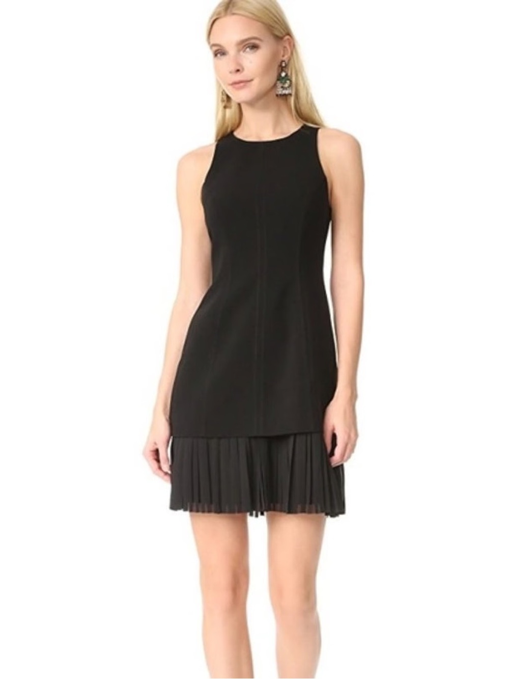 Cinq à Sept Catriona Black Pleated Hem Mini Dress Size 2